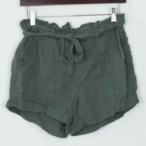 Aerie Womens Paperbag Shorts Size XS Green Lyocell Tie Waist Casual Lightweight
